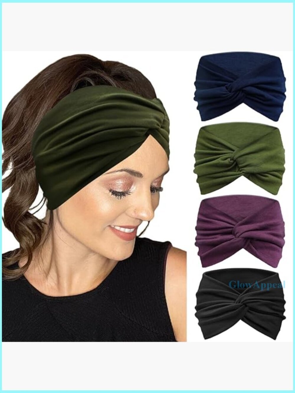 Extra Wide Non-Slip Headbands, 7'' Large Twist Knotted Stretchy Wraps, 4 Pack